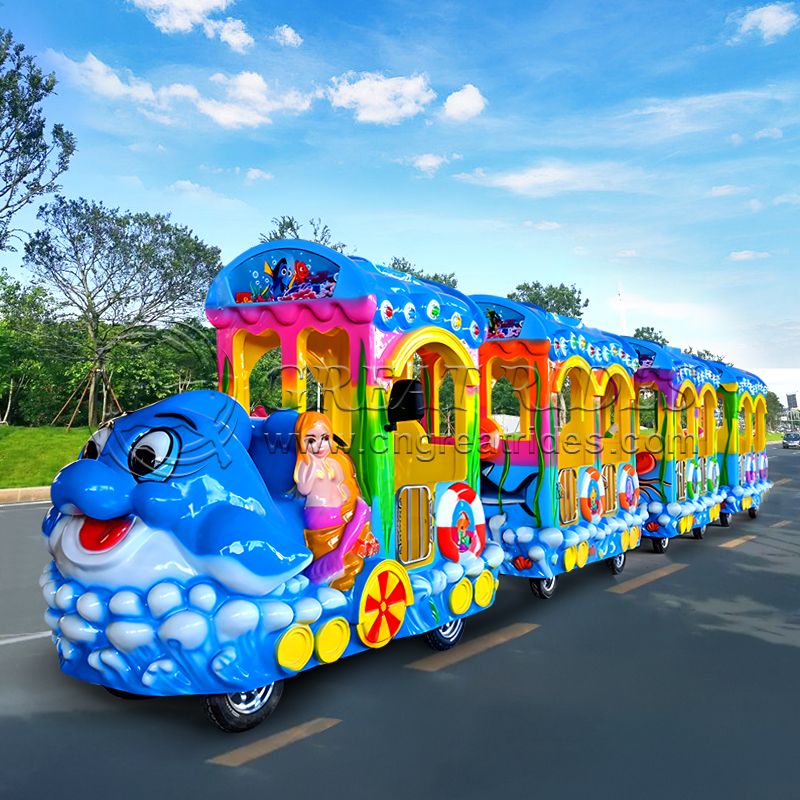 Ocean Theme Kids Commercial Mall Center Equipment Outdoor Amusement Park Rides Tourist Electric Trackless Train For Sale