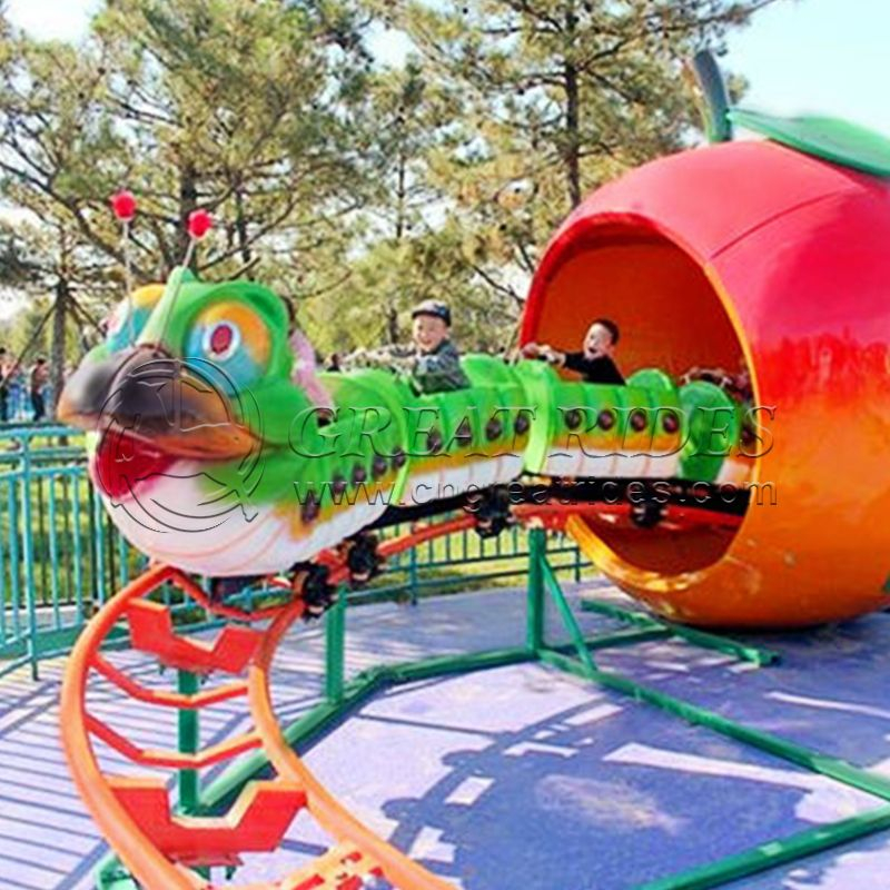 Wackymworm Ride 16 Person Amusement Park Kiddie Ride Wacky Green Worm Kids Mini Roller ...